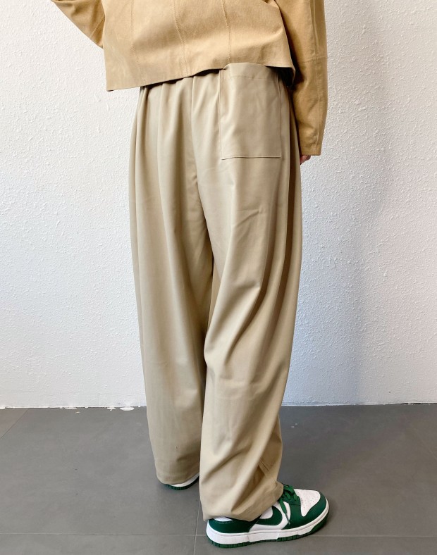 Beige Pleated Comfy Pants #250125